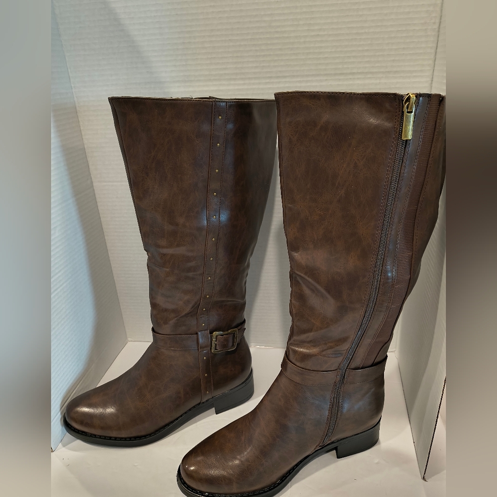 Avenue Cloudwalkers Size 9W Alex-6468 Wide Width Studded Brown Tall Boots